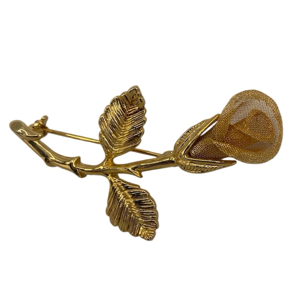 Vintage AAi Gold-tone Mesh Rose Brooch